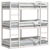 Triple Bunk Bed without Mattress White 80x200 cm Solid Wood Pine 3284252