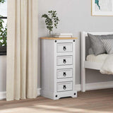 Bedside Table Corona White 35 x 32.5 x 74 cm Solid Pine Wood 42021185