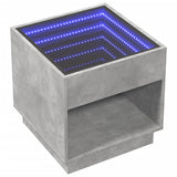 Bedside Table with Infinity LED Concrete Grey 50x50x50 cm 3284087