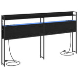 Headboard with Shelf Black oak 200 cm Engineered wood 859715