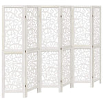 Room Divider 6 Panels White Solid Wood Paulownia 358745