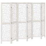 Room Divider 6 Panels White Solid Wood Paulownia 358745