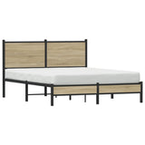 Metal Bed Frame without Mattress Sonoma Oak 137x190 cm 4007867