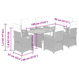 7 Piece Garden Dining Set with Cushions Black Poly Rattan 3212502
