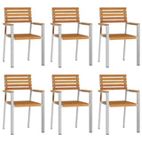 Garden Chair 6 pcs Solid Acacia Wood and Stainless Steel 3334847