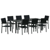 Garden Dining Set 9 pcs Black Powder-Coated Steel 3379155
