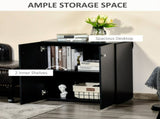 Storage Cabinet w/ Two Shelves Wooden Sideboard Freestanding Kitchen Cupboard Bookcase - Black T3398P340986