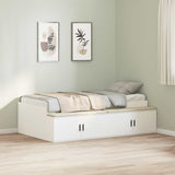 Storage Bed Frame White 100 x 200 cm Engineered wood 3335181