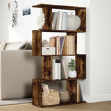 Room Divider Bookcase 4-Tier Smoked Oak 70x24x129 cm Engineered Wood 858106