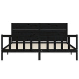 Bed Frame without Mattress Black 200x200 cm Solid Wood Pine 3192775