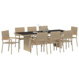 Garden Dining Set 9 pcs Beige Poly Rattan 3365416