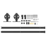 Sliding Door Hardware Kit 183 cm Steel Black 4009728