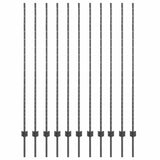 Embedded Fence Post 11 pcs Grey 200 cm Powder-Coated Steel 42006287