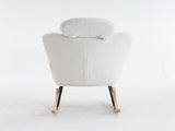 Soft Teddy Fabric Tufted Upholstered Rocking Chair Padded Seat with Headrest For Living Room W1397P227837