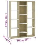 ZNTS Room Divider/Book Cabinet White and Sonoma Oak 100x24x140 cm Engineered Wood 800446