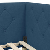 Corner Bed Frame with Headboard Blue 90 x 200 cm Fabric 42016502