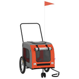 Pet Bike Trailer Orange and Grey Oxford Fabric and Iron 93851