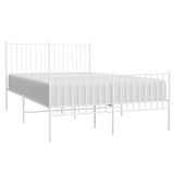 Metal Bed Frame without Mattress with Footboard White 140x190cm 350949
