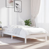 Bed Frame without Mattress White Single Solid Wood 820572