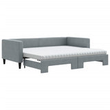 Daybed with Trundle and Mattresses Light Grey 90x190 cm Fabric 3196649