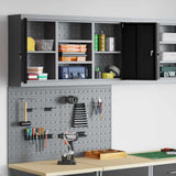 Tool Cabinet Set with Shelf 3 pcs Black Powder-Coated Steel 3321404
