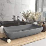 Luxury Basin Rectangular Matt Light Grey 71x38 cm Ceramic 146960