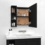 Mirror Cabinet with LED Black 70x16.5x60 cm 833536