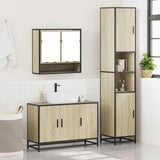 3 Piece Bathroom Furniture Set Sonoma Oak Engineered Wood 3301101