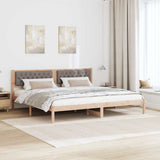 Bed Frame with Headboard Taupe 200 x 200 cm Solid Pine Wood 3394236