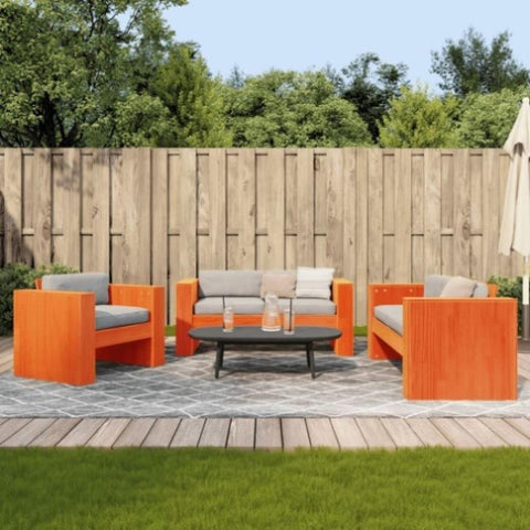 ZNTS 2 Piece Garden Lounge Set Wax Brown Solid Wood Pine 3216897