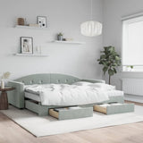 Daybed with Trundle and Drawers Light Grey 90x190 cm Velvet 3197397