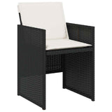 5 Piece Garden Dining Set with Cushions Black Poly Rattan 365080