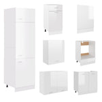 ZNTS 7 Piece Kitchen Cabinet Set High Gloss White Engineered Wood 3067636