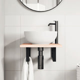 Basin Shelf Wall Mounted Steel and Solid Wood Oak 3302533