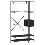 Clothes Rack with Shelves Black Engineered Wood 847859