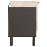 TV Cabinet White Wash Finish 80 x 33 x 46 cm Solid Mango Wood 4017879