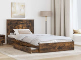 Storage Bed with Drawer Smoked Oak 100 x 200 cm Engineered Wood 3410267