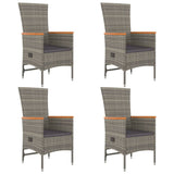 5 Piece Garden Dining Set Grey Poly Rattan&Solid Wood Acacia 3157614