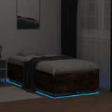 Bed Frame with LED without Mattress Smoked Oak 75x190 cm Small Single 3209671