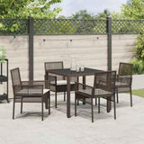 Garden Dining Set 5 pcs Brown Poly rattan 3334864
