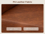 Faux Leather Marble-Effect Two-Seater Sofa - Brown T3398P424908