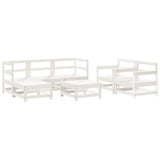7 Piece Garden Lounge Set White Solid Wood Pine 3186243