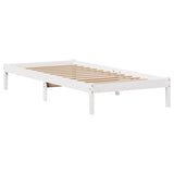 Bed Frame without Mattress White 75x190 cm Small Single Solid Wood Pine 3301421