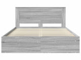 Bed Frame with Drawer Grey Sonoma 135 x 190 cm Solid Pine Wood 3410101