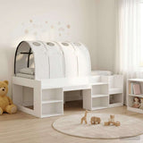 Bed Frame with Tunnel with Shelf 3 pcs White Engineered Wood 3423623