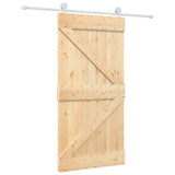 Sliding Door 100 x 210 cm Solid Pine Wood Natural and White 3445025