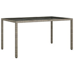 Garden Table 150x90x75 cm Tempered Glass and Poly Rattan Grey 316708