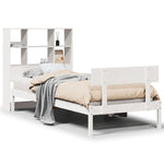 ZNTS Bookcase Bed without Mattress White 75x190 cm Small Single Solid Wood Pine 3321793