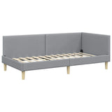 Corner Bed Frame Light Grey 90 cm x 200 cm Velvet 42016189