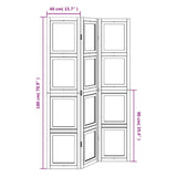Room Divider 3 Panels White Solid Wood Paulownia 358686